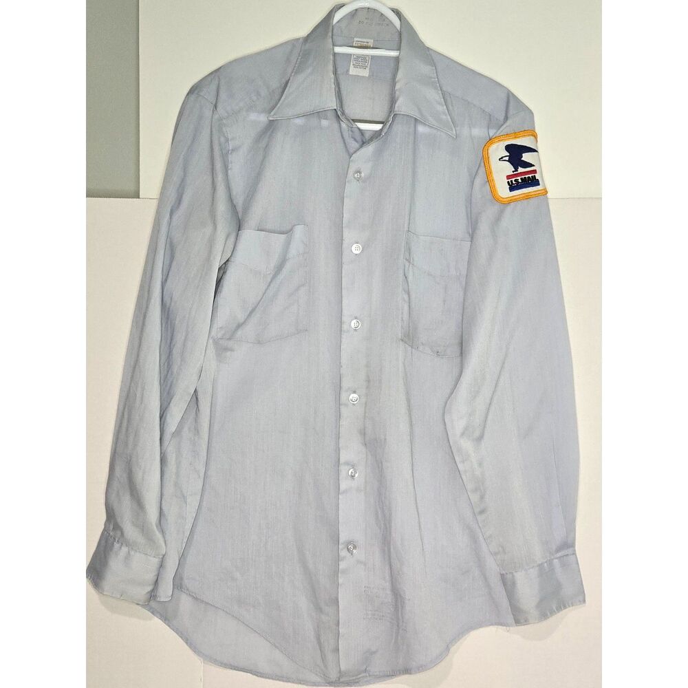 Vintage Fechheimer USPS Blue Uniform Shirt | Men's Size 15 (Small) | U.S. Mail